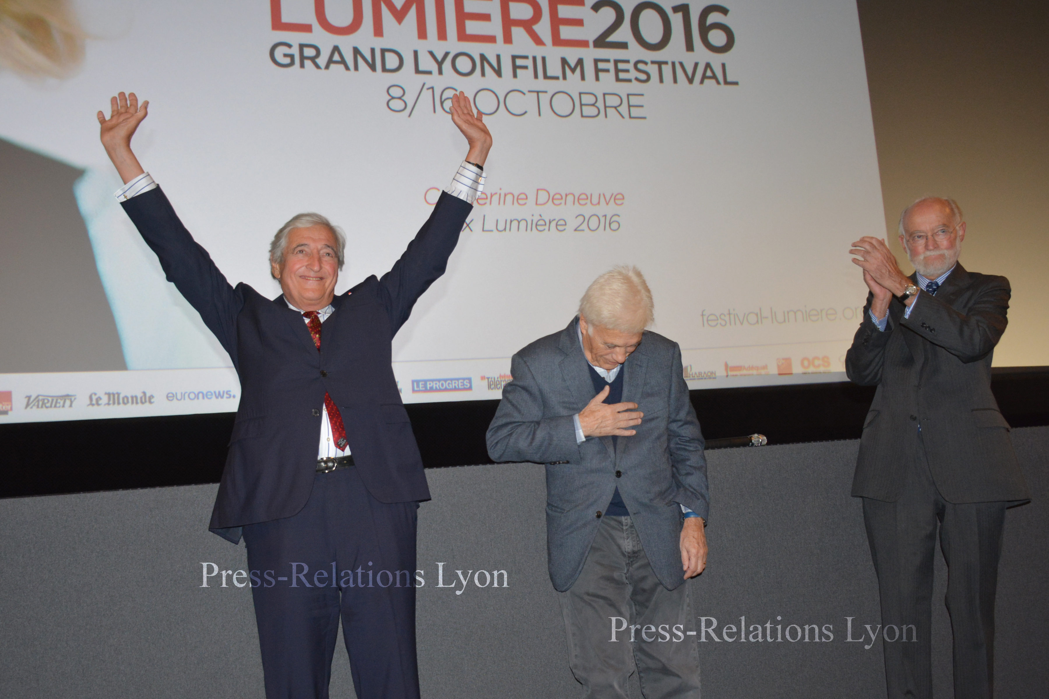 Jean-Loup Dabadie, Guy Bedos et Nicolas Seydoux au Pathé Bellecour